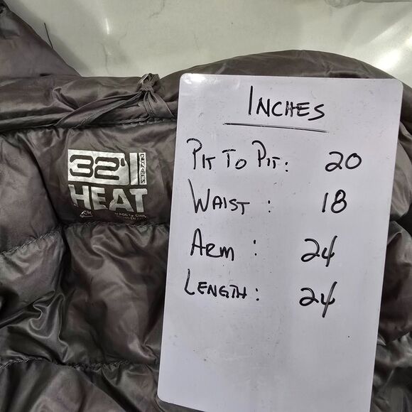 32 Degrees Hooded Jacket Women Lg Down Quilted Zip Puffer Packable Gray Gorpcore - Picture 9 of 11